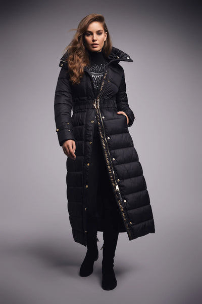 Holland Cooper Arosa Quilted Longline Ladies Coat in Black