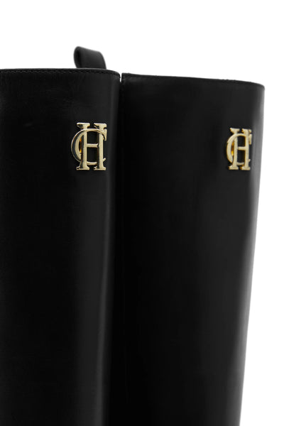 Holland Cooper Astoria Knee Boot in Black Logo