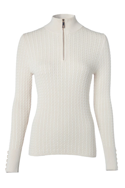 Holland Cooper Ava Half Zip Knit Ladies Knitwear in Almond Front