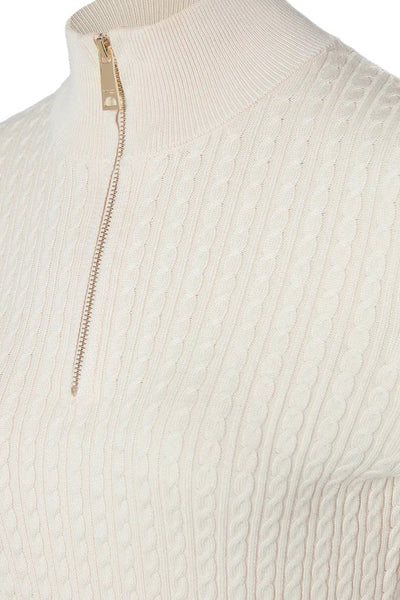 Holland Cooper Ava Quarter Zip Knit in Almond Placket