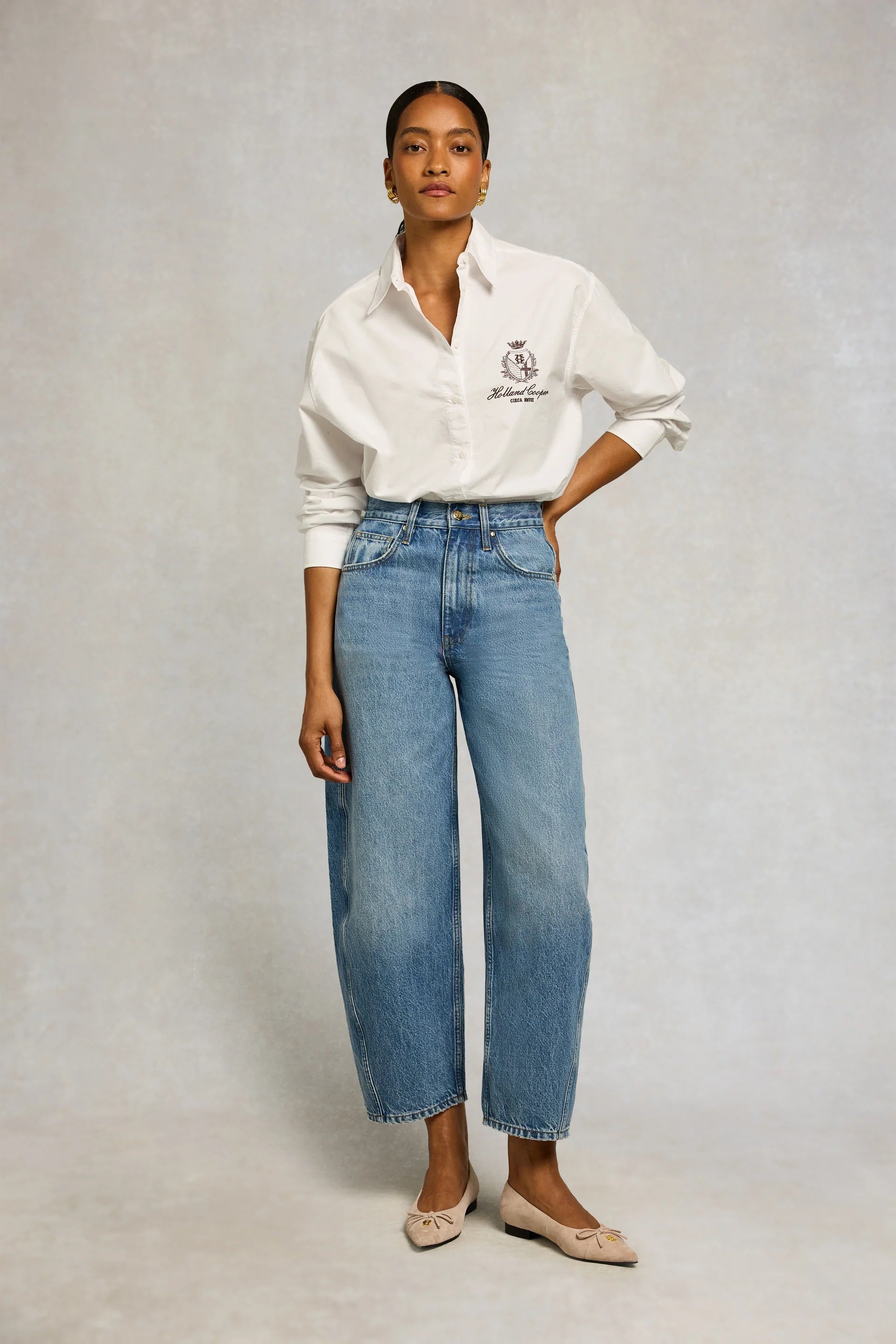 Holland Cooper Barrel Leg Jean in Vintage Denim