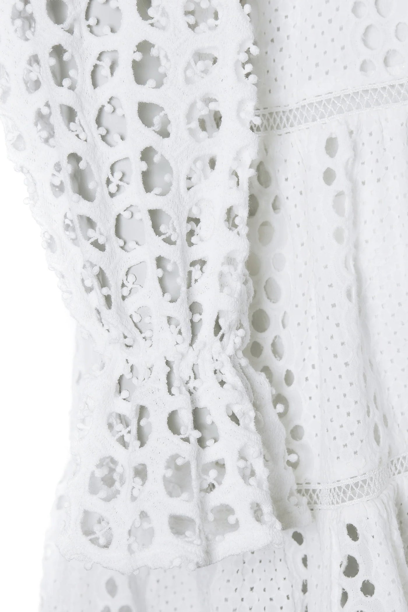 Holland Cooper Broderie Lace V Neck Dress in White | Holland Cooper