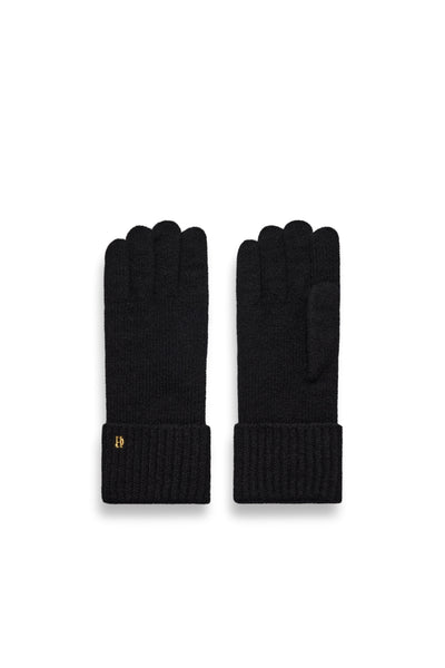 Holland Cooper Classic Logo Knitted Gloves in Black Pair