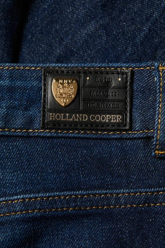 Holland Cooper Classic Straight Ladies Jean in Deep Indigo Logo Badge