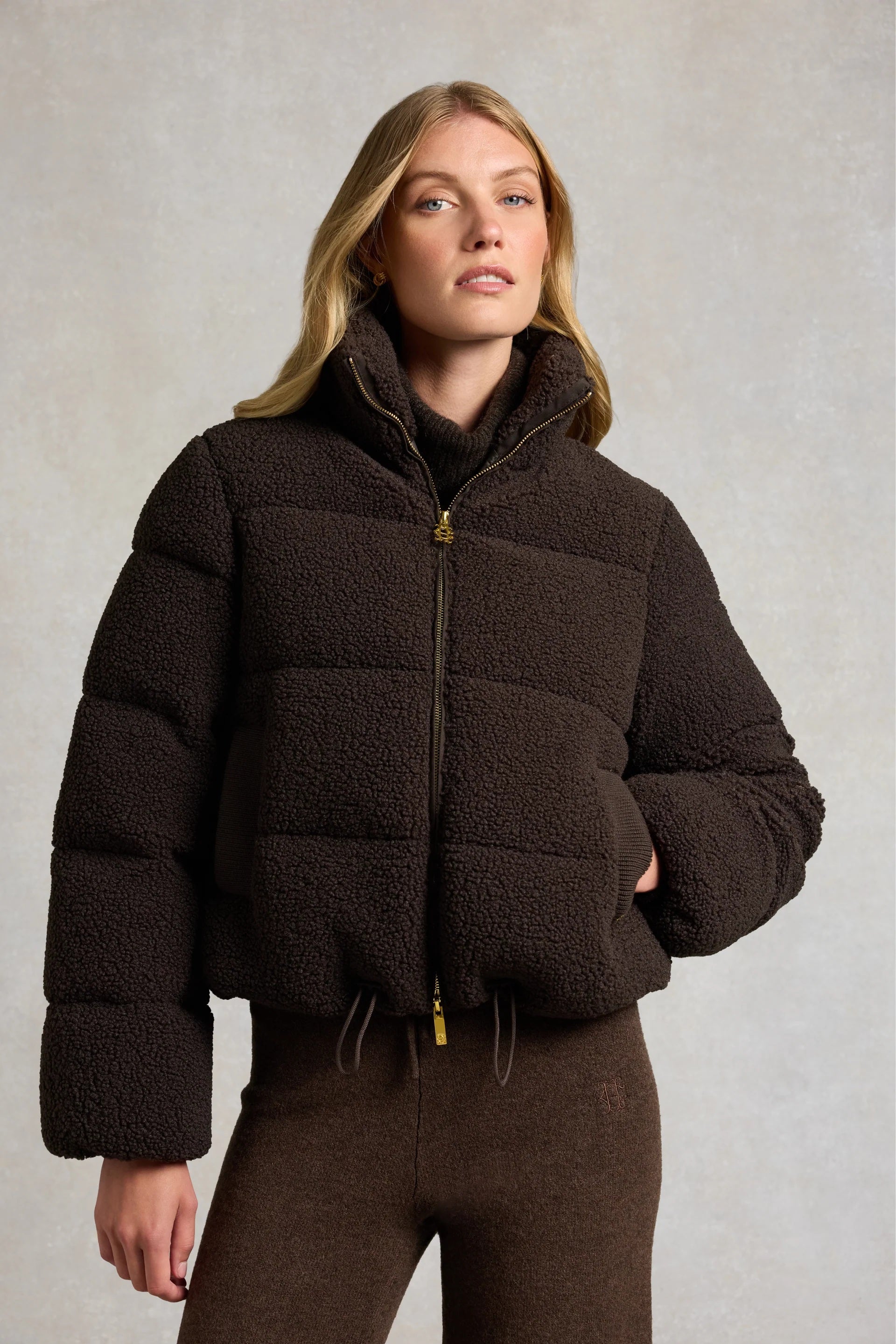 Holland Cooper Classic Teddy Padded Jacket in Chocolate Borg