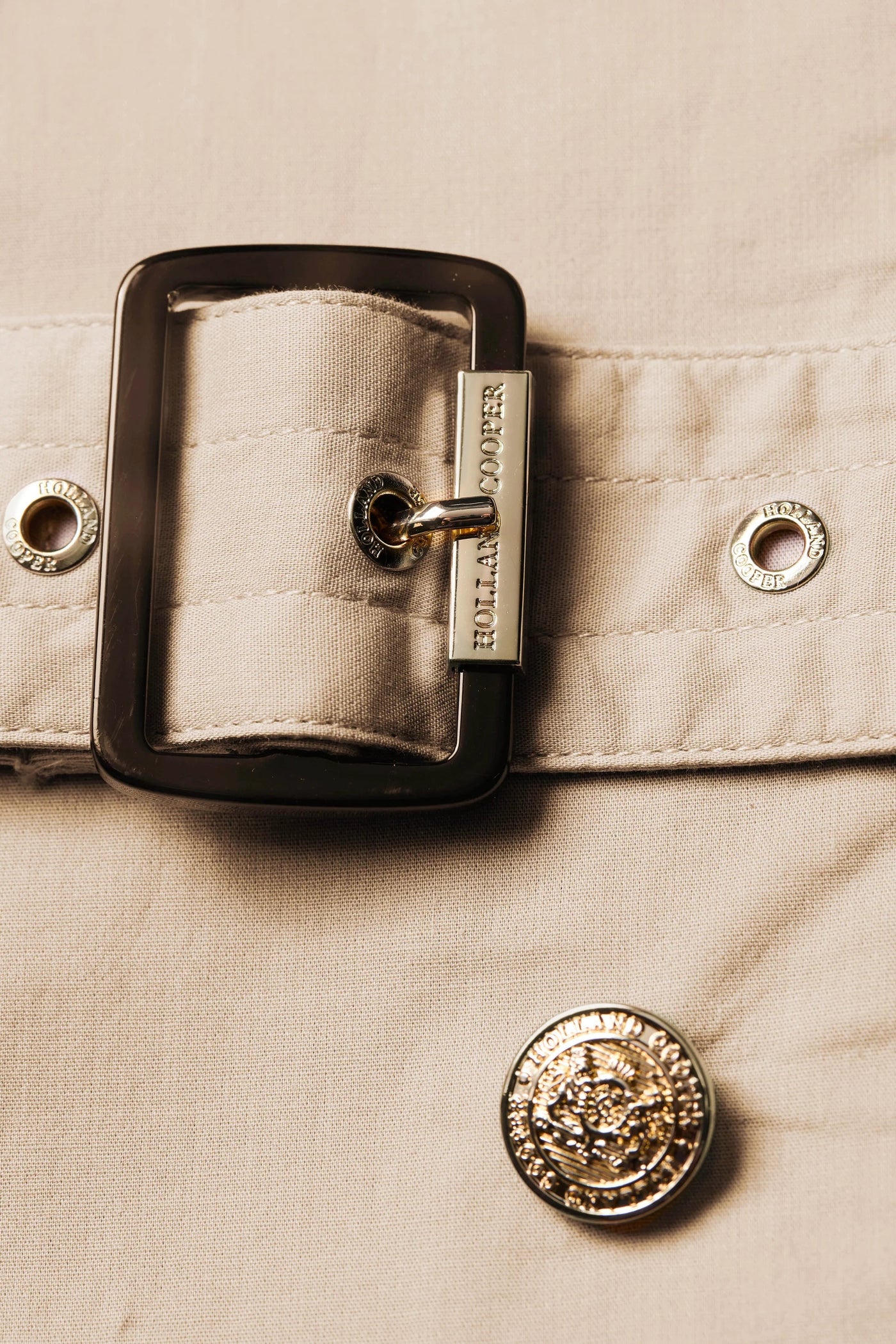 Holland Cooper Collarless Trench Gilet in Stone Buckle