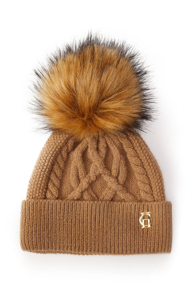 Holland Cooper Cortina Ladies Bobble Hat in Caramel