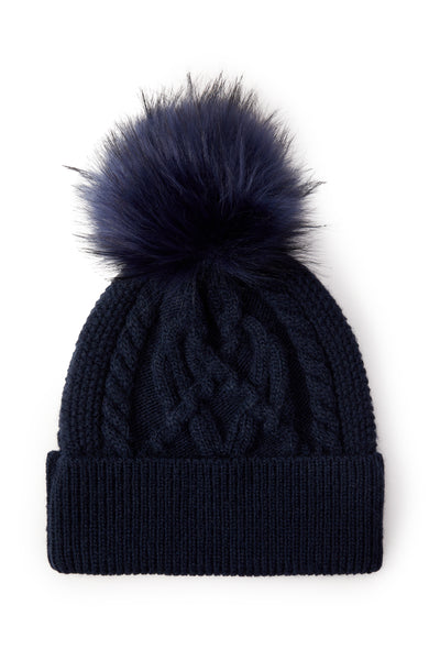 Holland Cooper Cortina Ladies Bobble Hat in Ink Navy Back