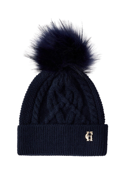 Holland Cooper Cortina Ladies Bobble Hat in Ink Navy Front