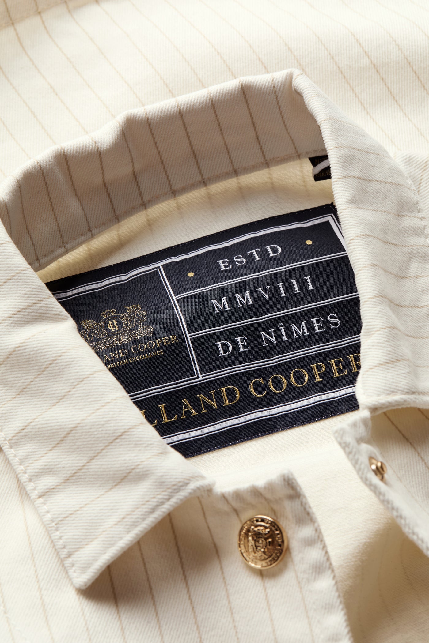 Holland Cooper Denim Chore Jacket in Ecru Stripe Collar
