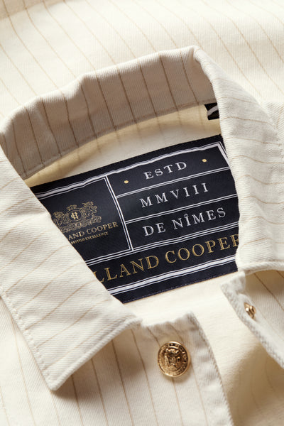Holland Cooper Denim Chore Jacket in Ecru Stripe Collar