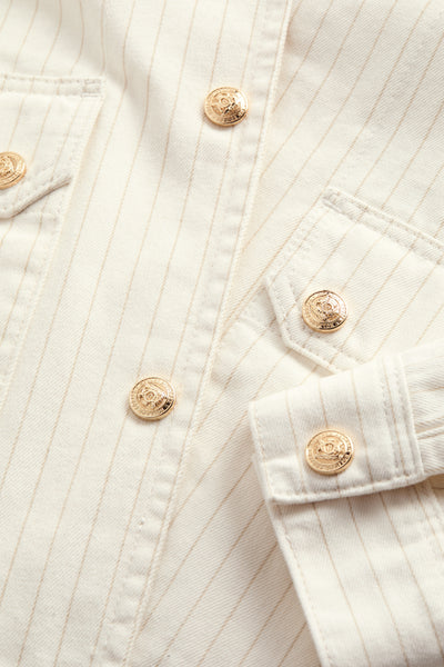 Holland Cooper Denim Chore Jacket in Ecru Stripe Detail