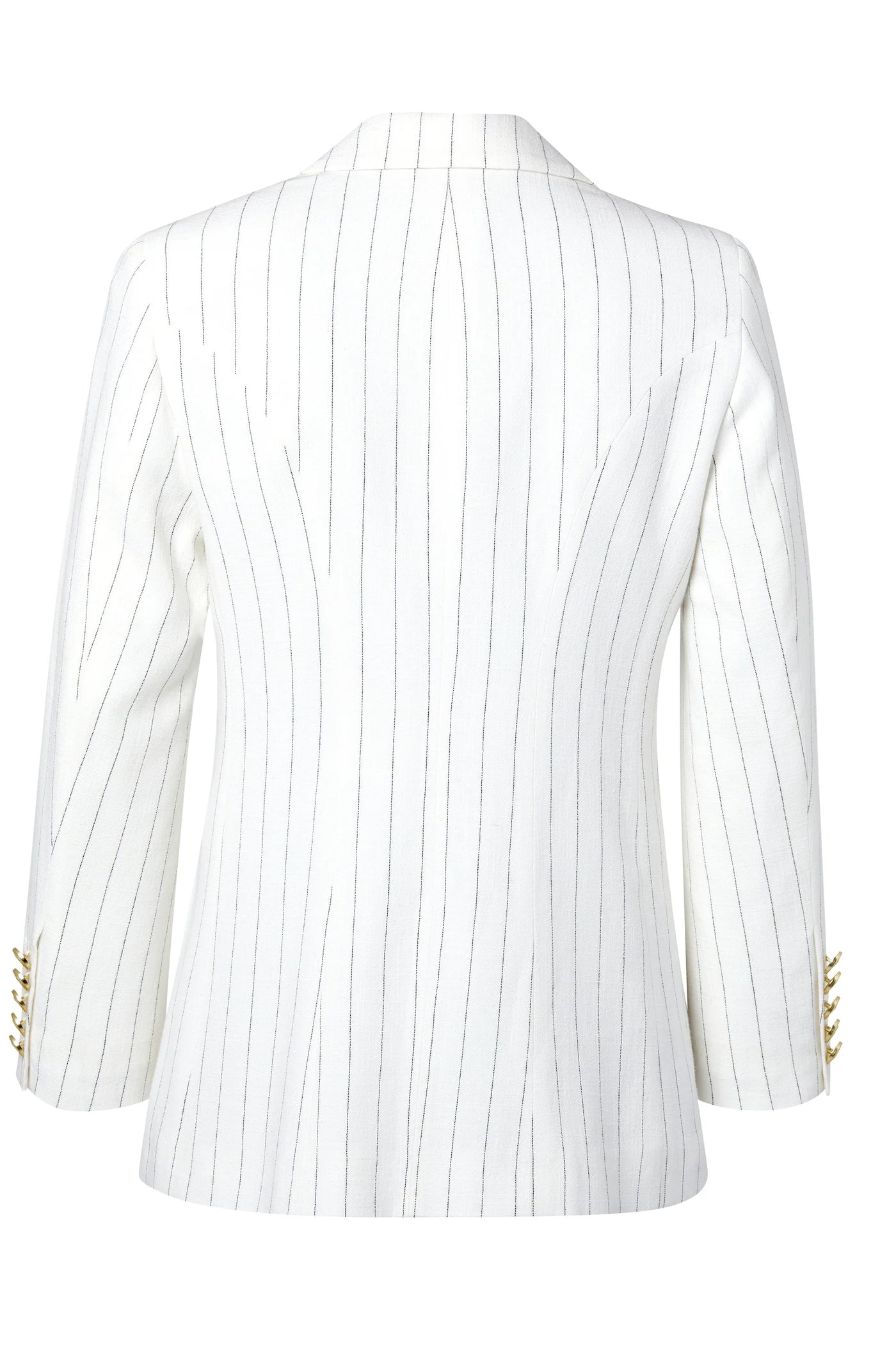 Holland Cooper Double Breasted Blazer in Oyster Linen Pinstripe Back