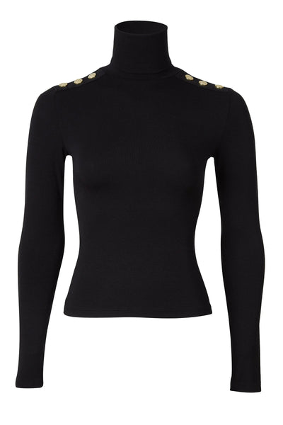 Holland Cooper Essential Roll Neck Knit in Black Front