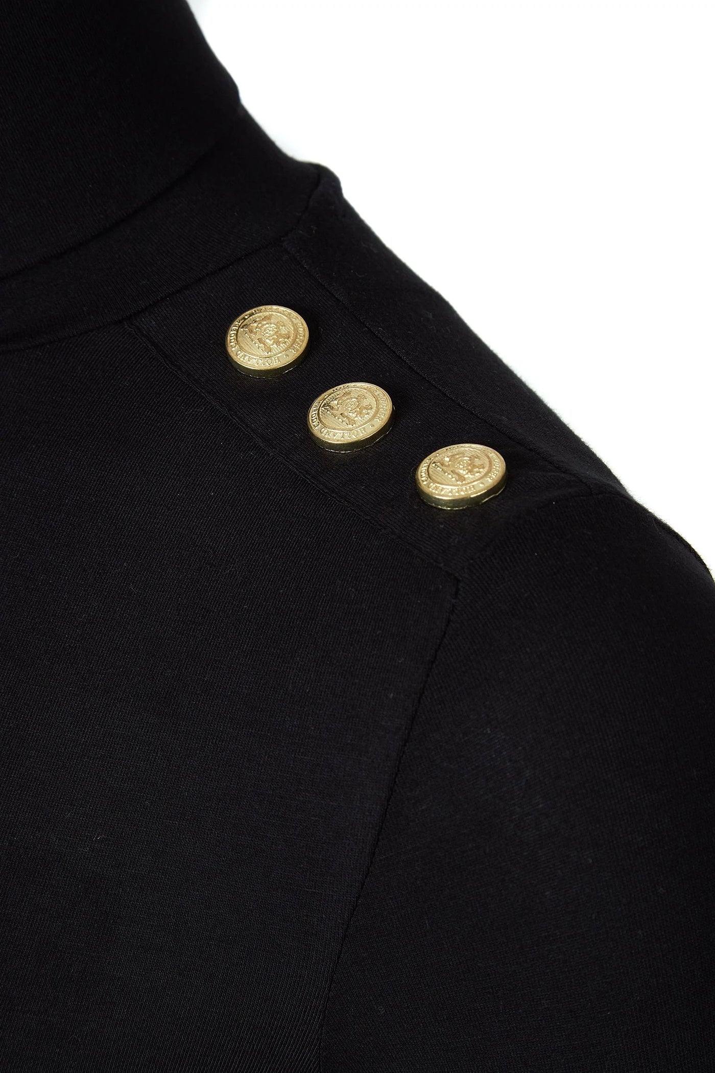 Holland Cooper Essential Roll Neck Knit in Black Shoulder Detail