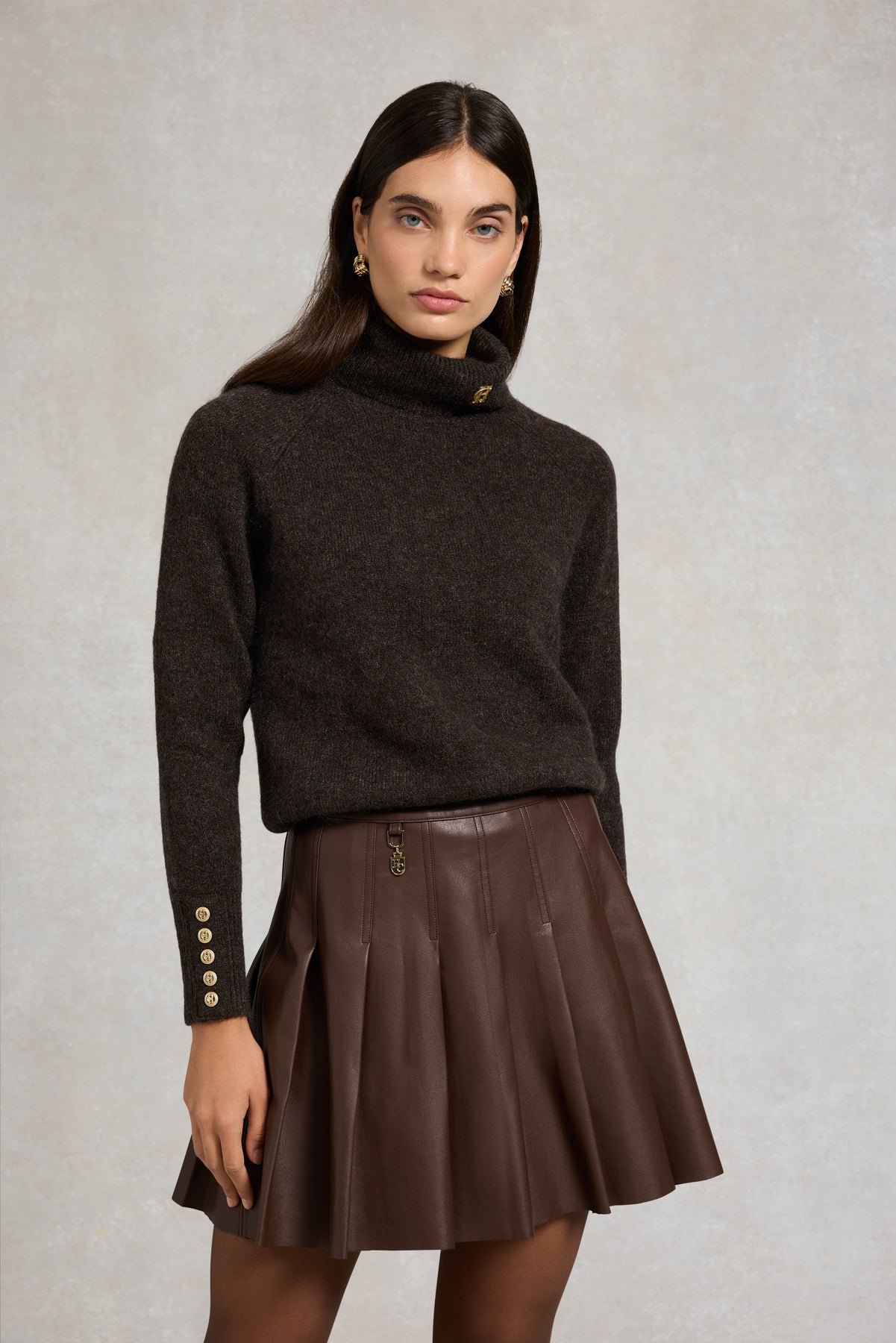 Holland Cooper Faux Leather Pleated Mini Skirt In Espresso Norton Barrie holland-cooper-faux-leather-pleated-mini-skirt-in-espresso-norton-barrie