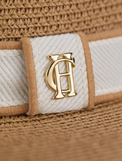 Holland Cooper Francesca Hat in Camel Cream Logo Badge