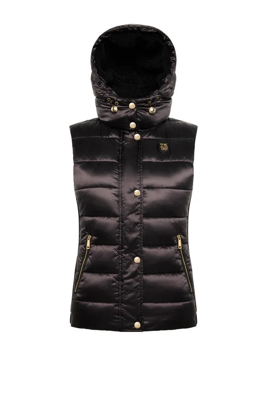 Holland Cooper Harlow Sherpa Gilet in Deep Black Front