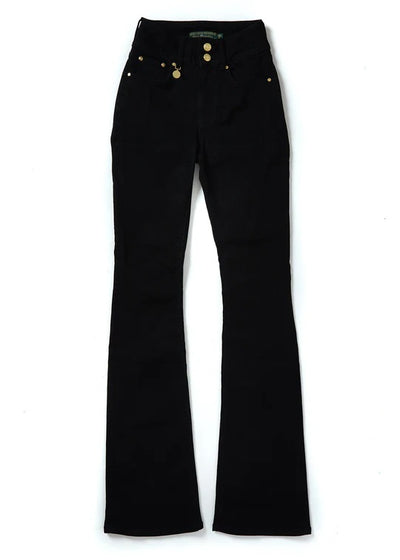 Holland Cooper High Rise Flared Jean in Stay Black Front