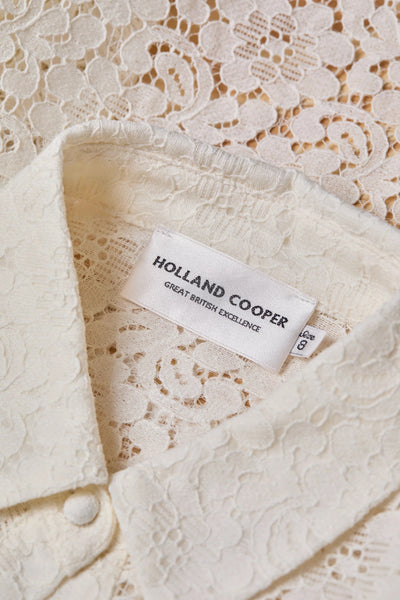 Holland Cooper Iona Lace Shirt in Ivory Collar