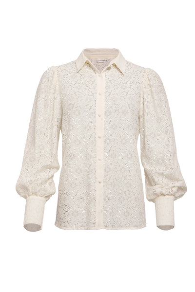 Holland Cooper Iona Lace Shirt in Ivory Front