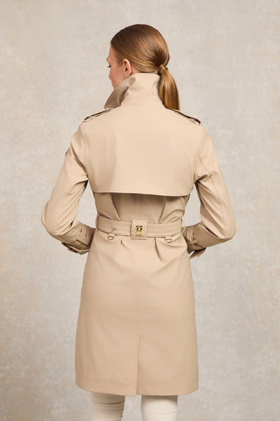 Holland Cooper Kendal Waterproof Trench Coat in Stone Model Back