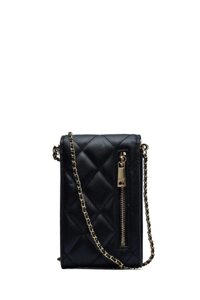 Holland Cooper Knightsbridge Ladies Phone Pouch in Black Quilted Back