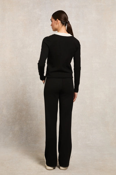 Holland Cooper Macy Knitted Joggers in Black Model Back