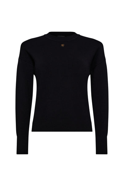 Holland Cooper Maria Crew Neck Knit in Black Front