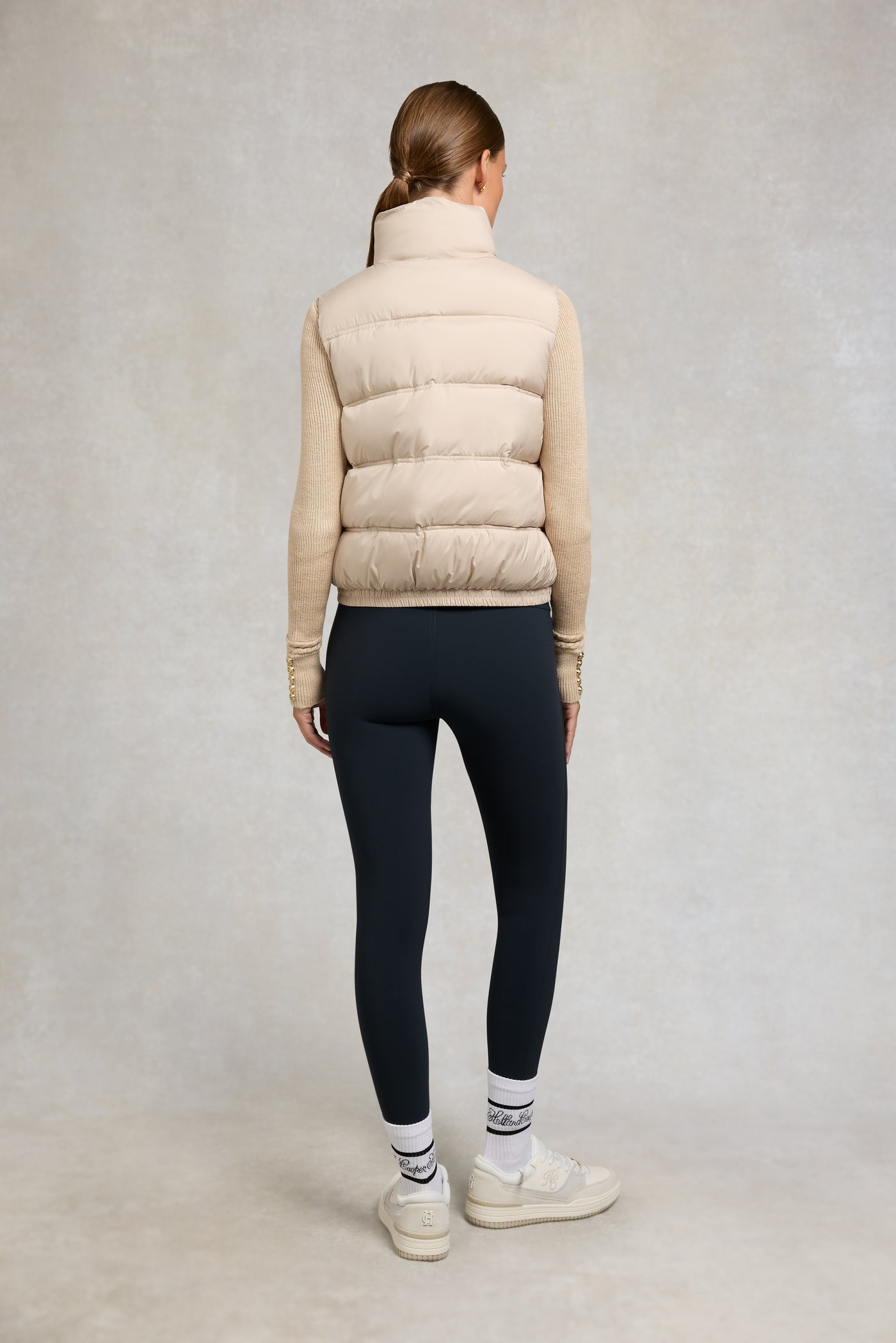 Holland Cooper Milton Padded Gilet in Putty Model Back