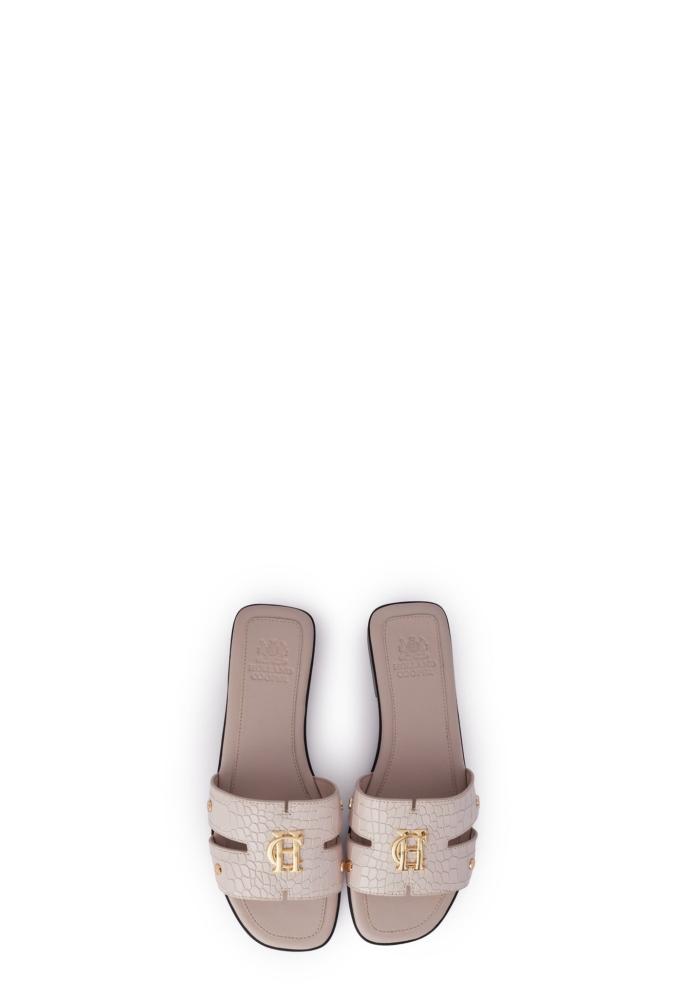 Holland Cooper Monogram Ladies Slider in Dusty Pink Croc Birdseye