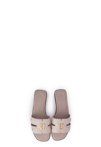 Holland Cooper Monogram Ladies Slider in Dusty Pink Croc Birdseye