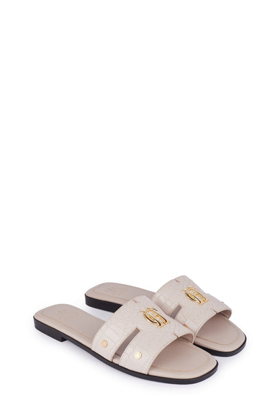 Holland Cooper Monogram Ladies Slider in Dusty Pink Croc Pair