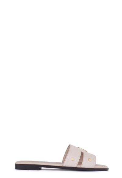 Holland Cooper Monogram Ladies Slider in Dusty Pink Croc Side