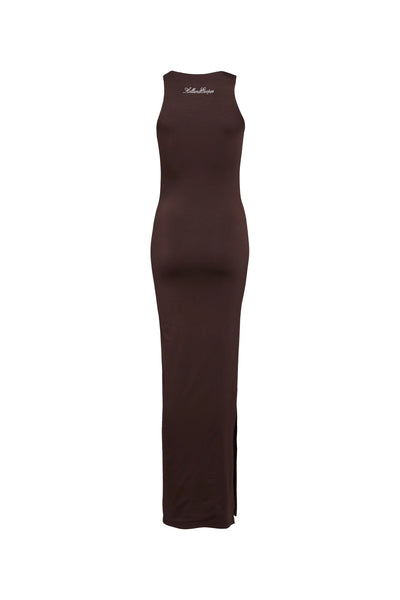 Holland Cooper Monogram Maxi Dress in Chocolate Back