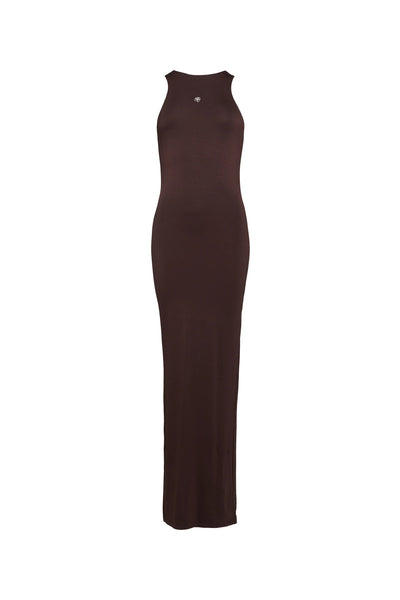Holland Cooper Monogram Maxi Dress in Chocolate Front