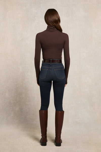 Holland Cooper Paige Roll Neck in Chocolate Model Back