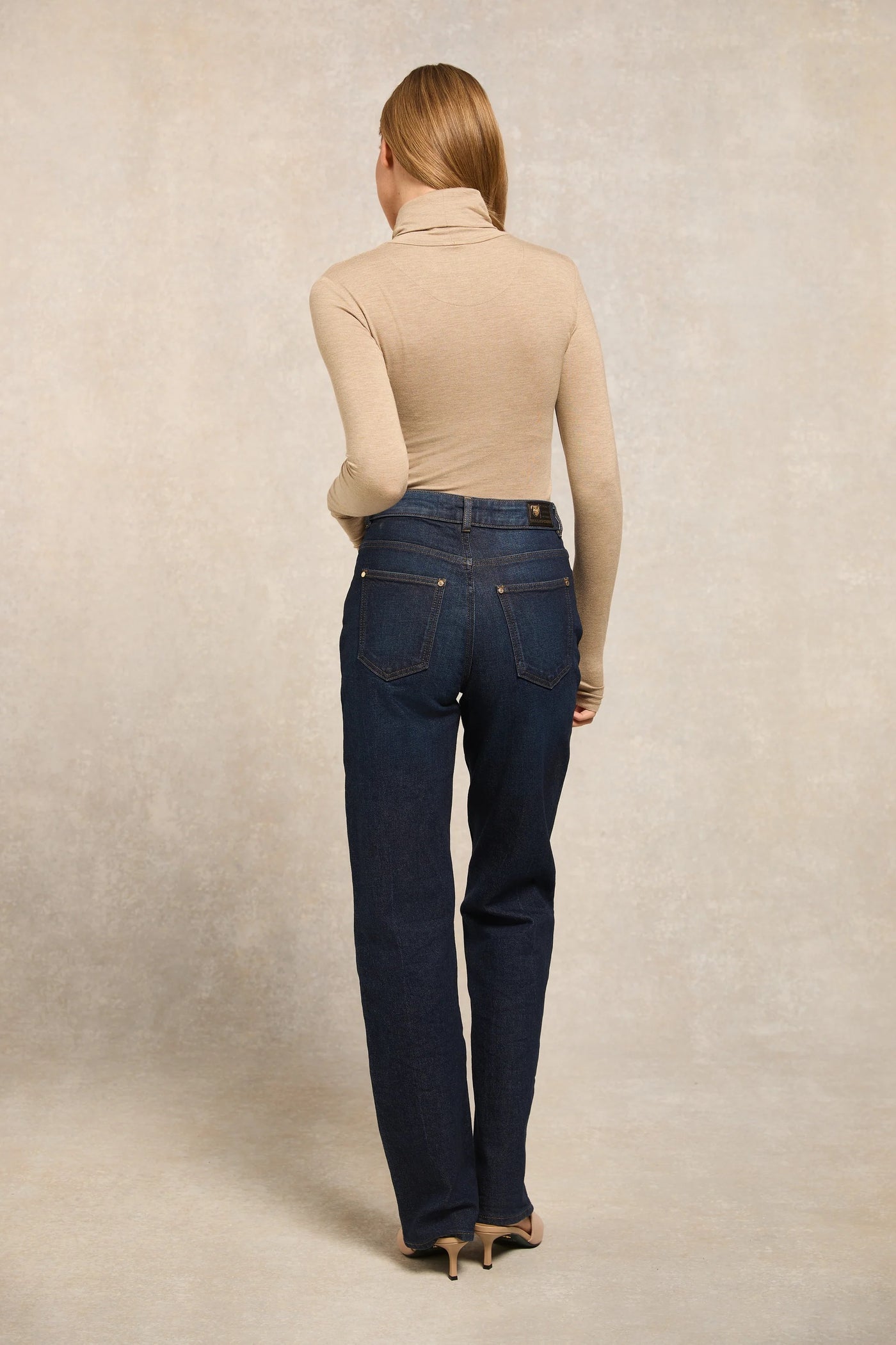 Holland Cooper Paige Roll Neck in Oatmeal Model Back