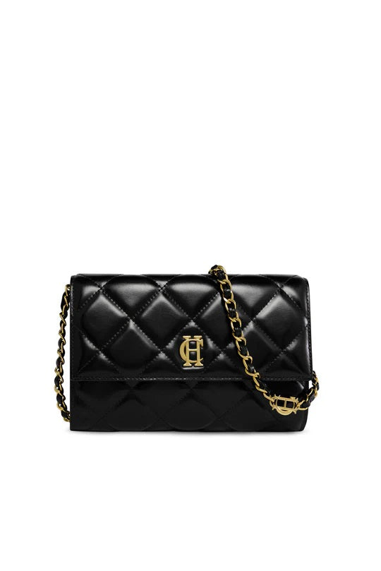 Holland Cooper Quilted Crossbody Bag in Black Front