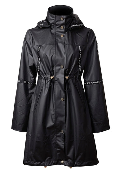 Holland Cooper Rain Coat in Matte Black Front