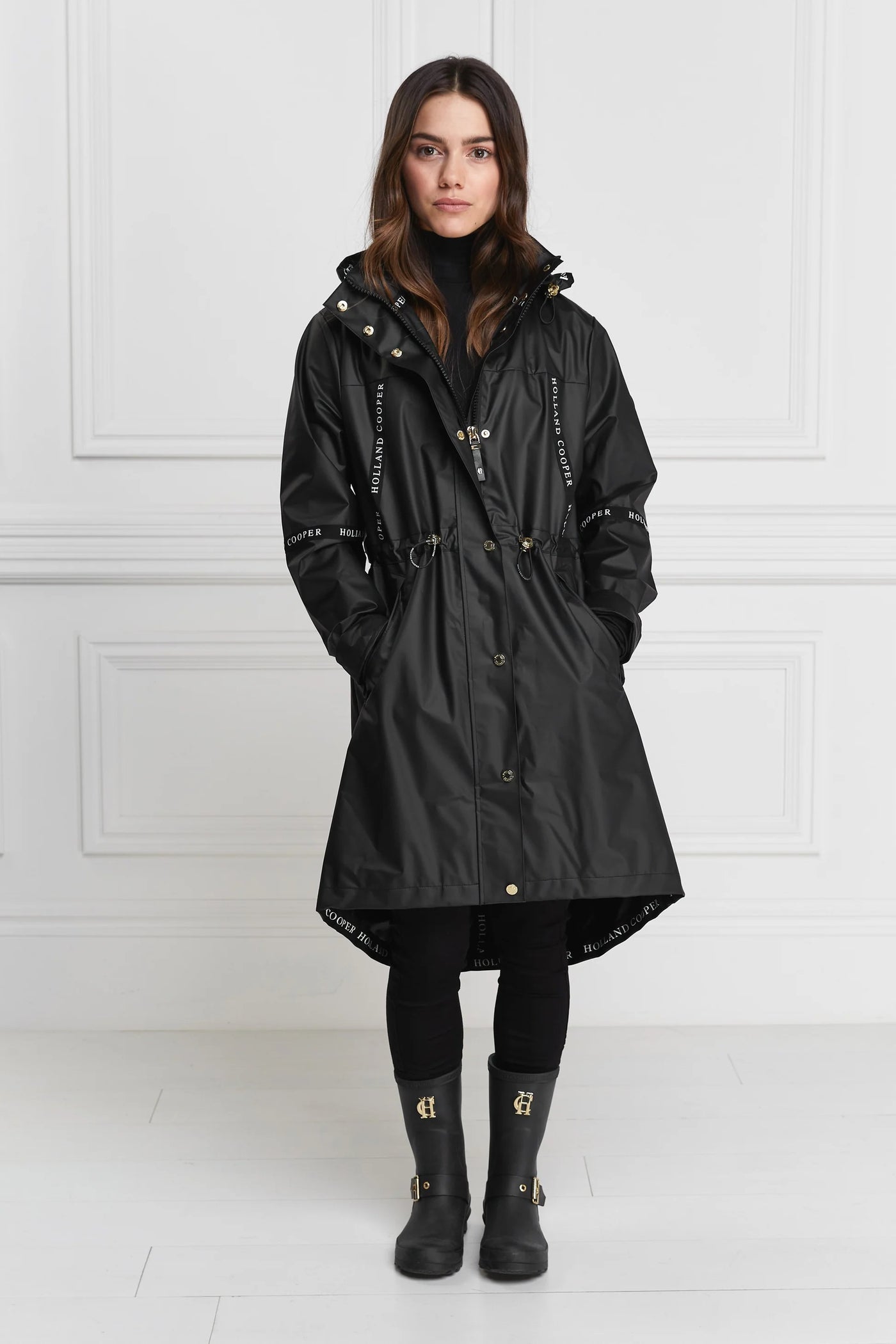 Matte black shop raincoat