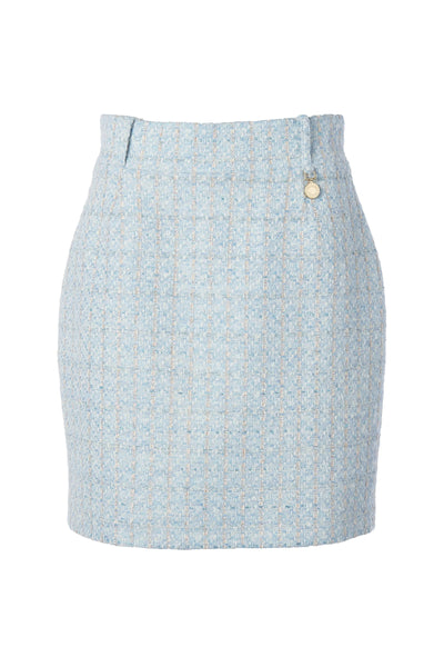 Holland Cooper Regency Skirt in Sky Blue Boucle Front