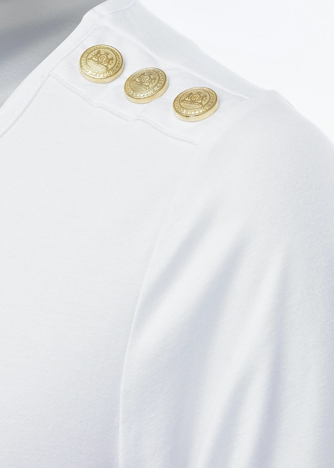 Holland Cooper Relax Fit Crew Neck Tee in White Detail