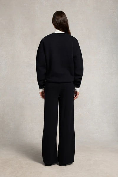 Holland Cooper Relaxed Fit Crew Neck Sweat in Black Model Back