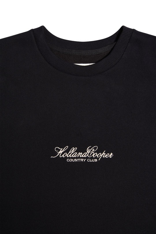 Holland Cooper Relaxed Fit Crew Neck Sweat in Black Neck