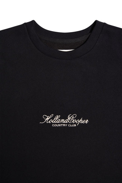 Holland Cooper Relaxed Fit Crew Neck Sweat in Black Neck