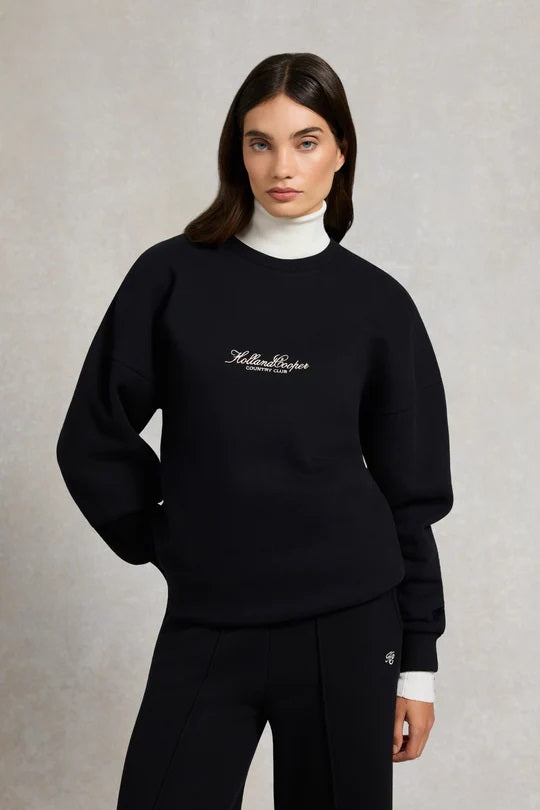 Holland Cooper Relaxed Fit Crew Neck Sweat in Black