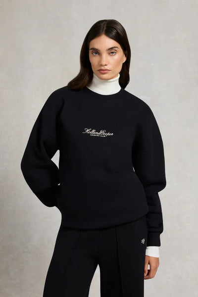 Holland Cooper Relaxed Fit Crew Neck Sweat in Black