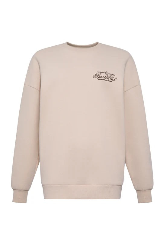 Holland Cooper Relaxed Fit Crew Neck Sweat in Stone Front