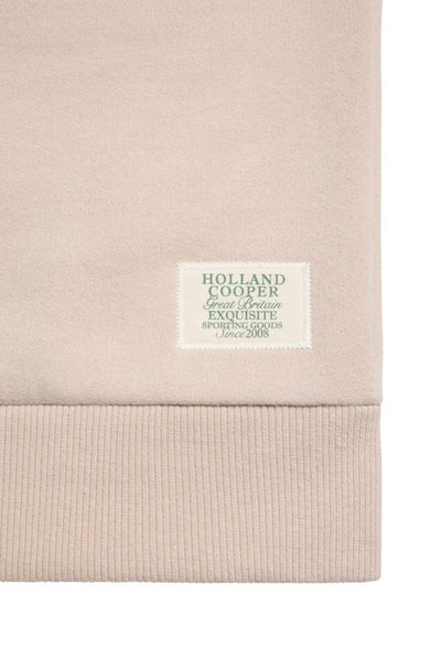 Holland Cooper Relaxed Fit Crew Neck Sweat in Stone Logo Badge